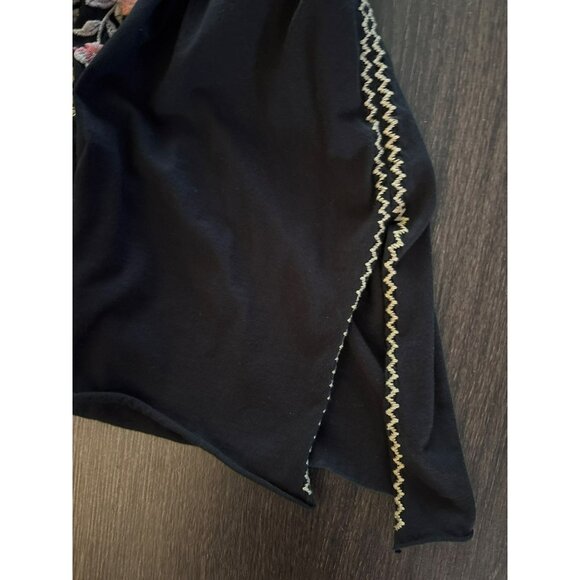 Johnny Was Rianne Knit Drape Top Black With Embroidered Floral Design Size XS - Picture 7 of 9